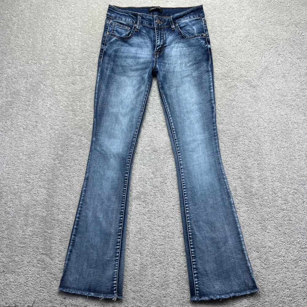 Fire & Rain Jeans Womens Size 7 Blue Soft Stretch Denim Bootcut Mid Rise Raw Hem